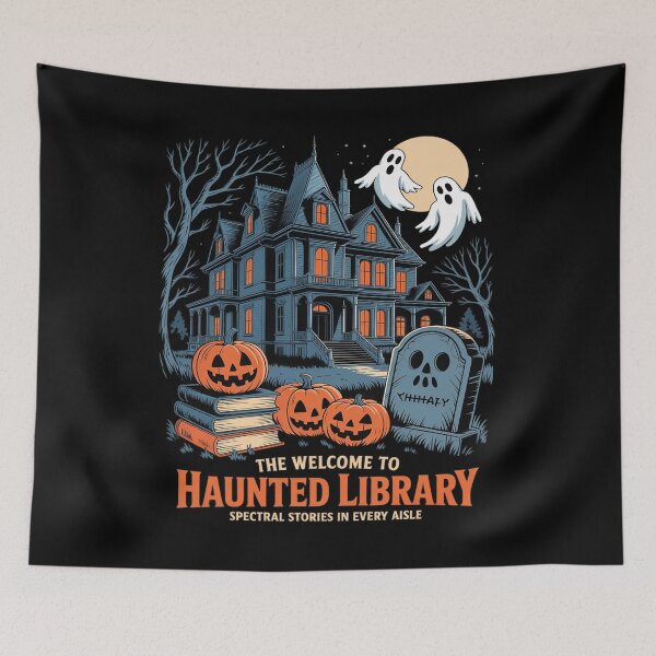 Item preview, Welcome To The Haunted Library Book Lovers Halloween designed and sold by ticlitule.