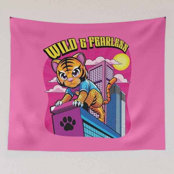 Item preview, Wild Fearless Cute Cub Kawaii Tiger Print designed and sold by FemmePod.