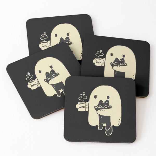 Item preview, Meh Ghost – Funny Lazy Mood with Cat & Coffee Mug designed and sold by haitrieuic96.