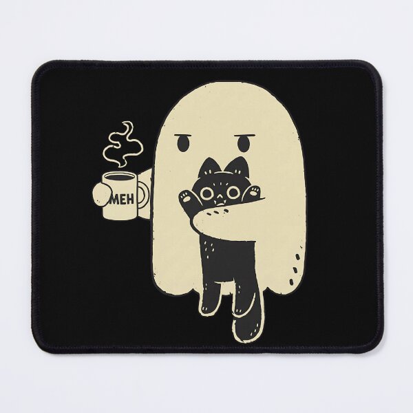 Item preview, Meh Ghost – Funny Lazy Mood with Cat & Coffee Mug designed and sold by haitrieuic96.