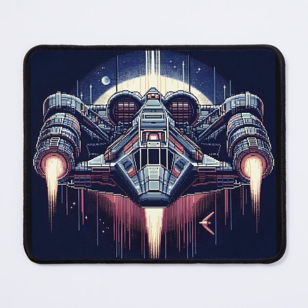 Item preview, Retro Futuristic Spaceship Pixel Art Design. designed and sold by The-T-In-Retro.