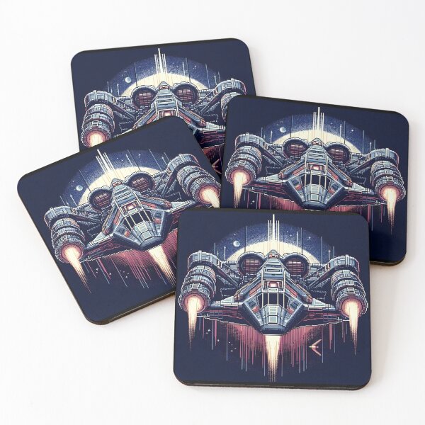 Item preview, Retro Futuristic Spaceship Pixel Art Design. designed and sold by The-T-In-Retro.