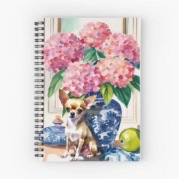 Item preview, Chihuahua in preppy chinoiserie interior watercolor painting designed and sold by SophieClimaArt.