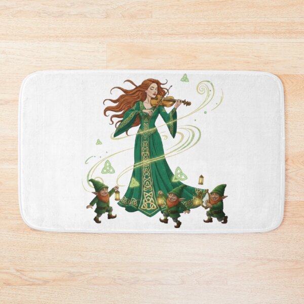 Item preview, Celtic Forest Melody – Enchantress with Violin and Dancing Gnomes designed and sold by CelticSoulShop.