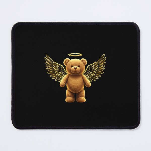 Item preview, Glowing Neon Teddy Bear Angel Illustration – Magical Golden Light Art designed and sold by PixelVibe782.