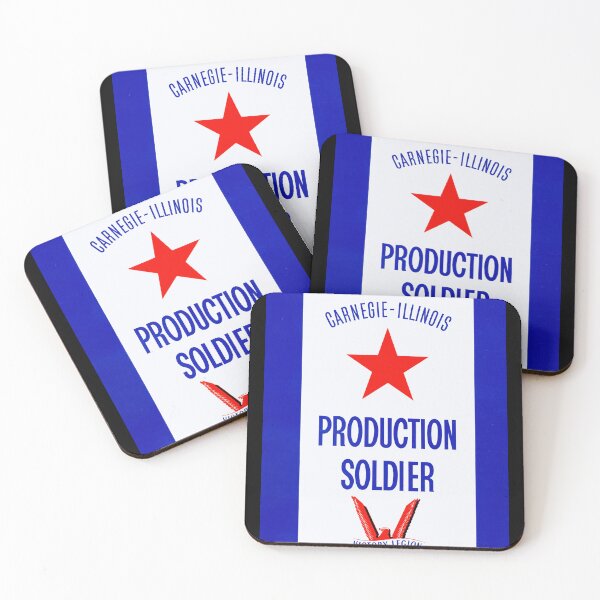 Item preview, Vintage WWII Morale Poster | Carnegie-Illinois Steel Production Soldier | Red Star & Victory Legion Eagle | Home Front Art designed and sold by artofuniverse.