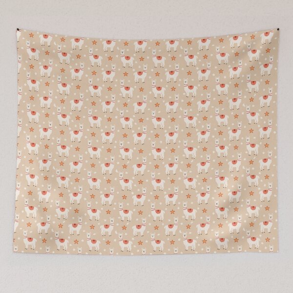 Item preview, Cute Llama Pattern – Kawaii Llamas with Stars Seamless Design designed and sold by WojcikDesigners.