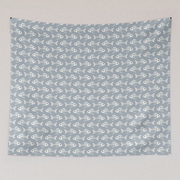 Item preview, Fish Skeleton Pattern – Cute Spooky Gothic Seamless Design designed and sold by WojcikDesigners.