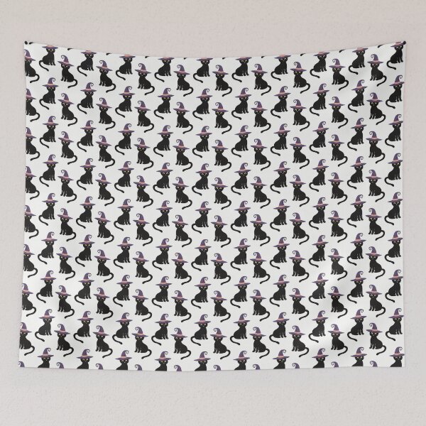 Item preview, Black Cat Witch Hat Pattern – Cute Gothic Wednesday Aesthetic Seamless Design designed and sold by WojcikDesigners.