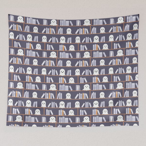 Item preview, Ghost Library Pattern – Cute Spooky Bookshelves Dark Academia Seamless Design designed and sold by WojcikDesigners.