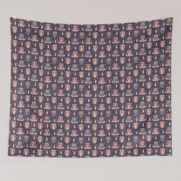 Item preview, Spooky Owl Pattern – Creepy Cute Seamless Design with Candles and Stars (Wednesday Inspired) designed and sold by WojcikDesigners.