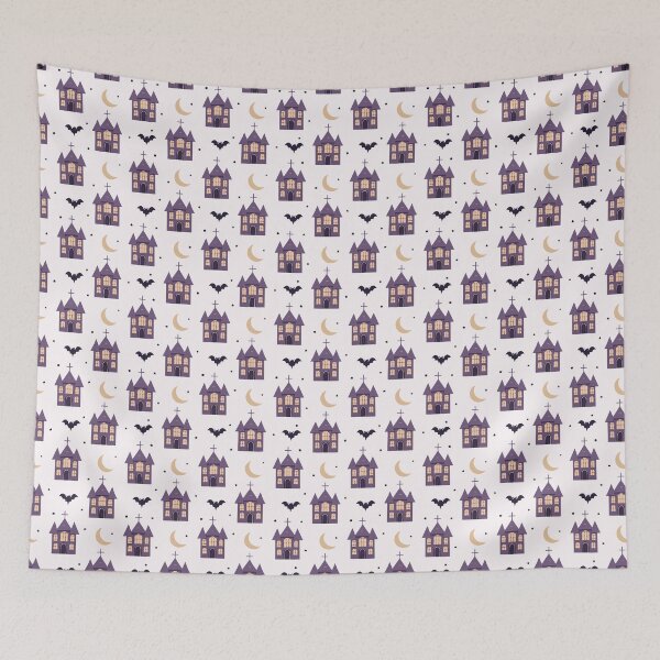 Item preview, Haunted House Pattern – Spooky Cute Seamless Halloween Design Inspired by Wednesday Aesthetic designed and sold by WojcikDesigners.