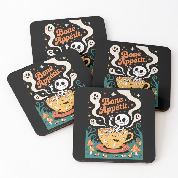 Item preview, Bone Appétit: A whimsical Halloween scene where a skeleton luxuriates in a massive teacup designed and sold by Grang Art Artistic Designs.