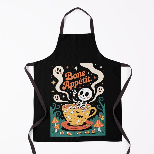 Aperçu de l'œuvre Bone Appétit : Une scène fantaisiste d'Halloween où un squelette se prélasse dans une immense tasse à thé créée et vendue par Camel & Quirk.