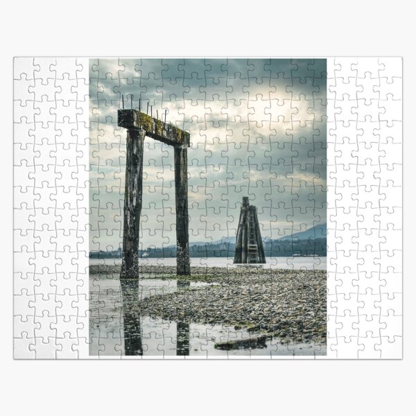 Weathered wooden the university of cambridge bstand tall shoreline Jigsaw Puzzle