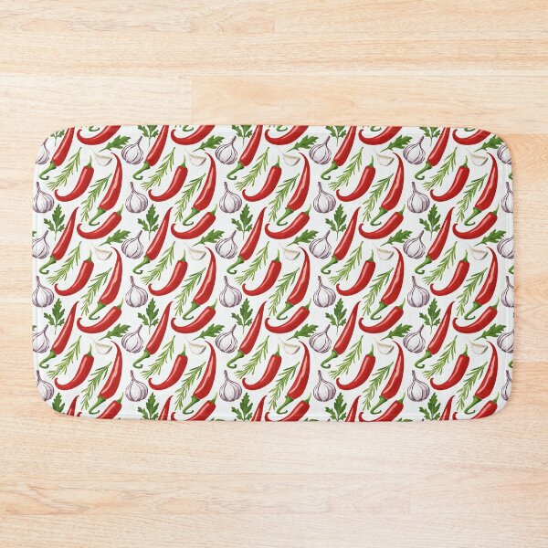 Item preview, Chili Pepper Seamless Pattern – Spicy Culinary Illustration with Garlic and Herbs designed and sold by WojcikDesigners.