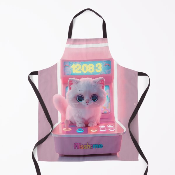 Item preview, Kawaii Cat on Retro Neon Arcade | Cute Pastel Gamer Art designed and sold by PawxelArt.