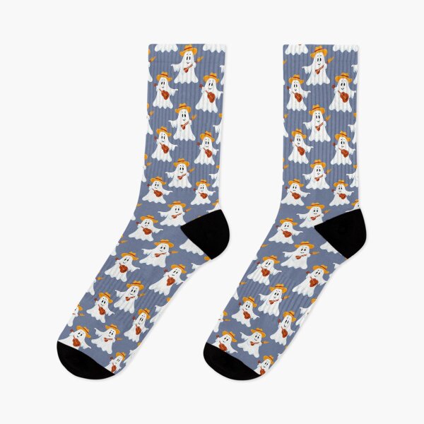 Item preview, Cowboy Ghost Seamless Pattern – Funny Halloween Ghosts with Hats and Guitars designed and sold by WojcikDesigners.