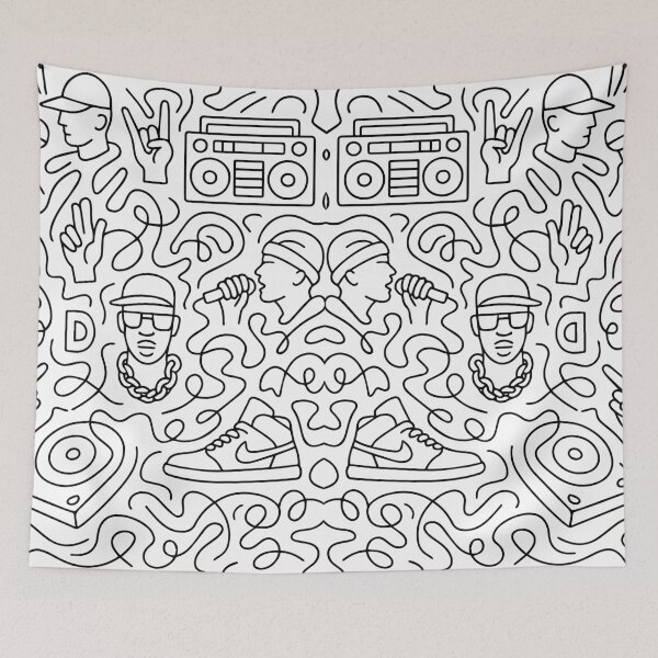 Item preview, Abstract Hip Hop One Line Art Pattern designed and sold by DKunic.