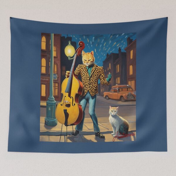 Item preview, "Jazzy Feline Serenade: Surreal 50s Night" designed and sold by Artisticanvas.