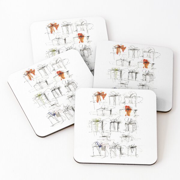 Item preview, Boceto de patrón abstracto de regalos de Navidad designed and sold by SleekLineSketches.