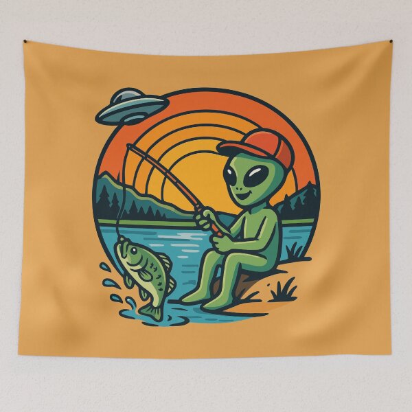 Item preview, Alien Fishing Retro designed and sold by TomFrontierArt.