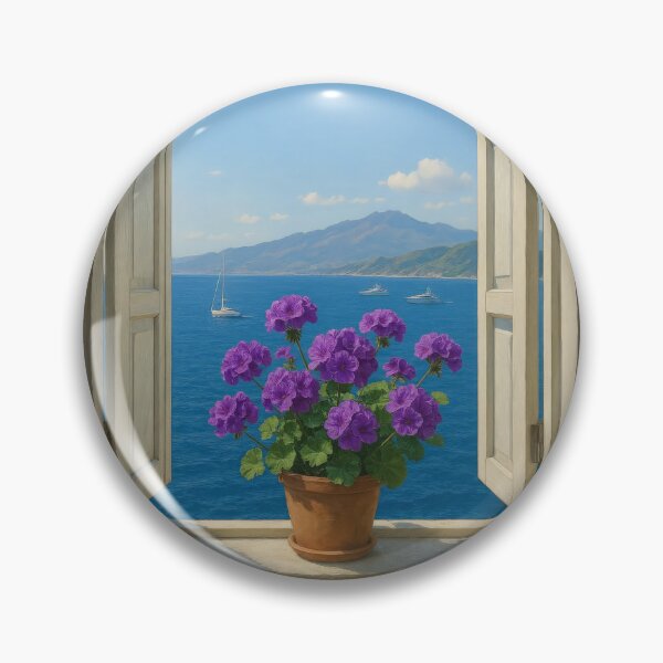 Item preview, A Sicilian Window: Geraniums Overlooking the Sea and Etna designed and sold by IraBum.
