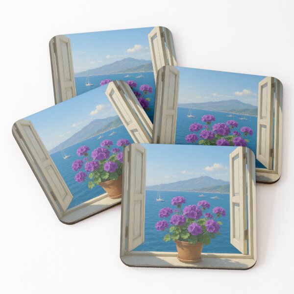 Item preview, A Sicilian Window: Geraniums Overlooking the Sea and Etna designed and sold by IraBum.