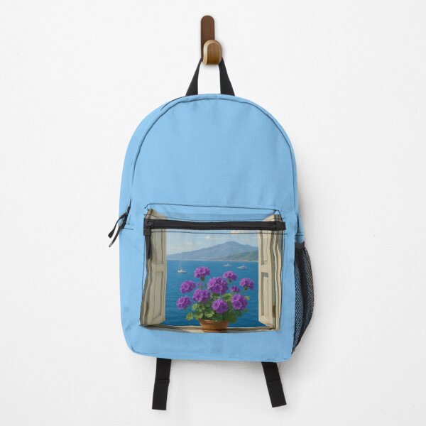Item preview, A Sicilian Window: Geraniums Overlooking the Sea and Etna designed and sold by IraBum.