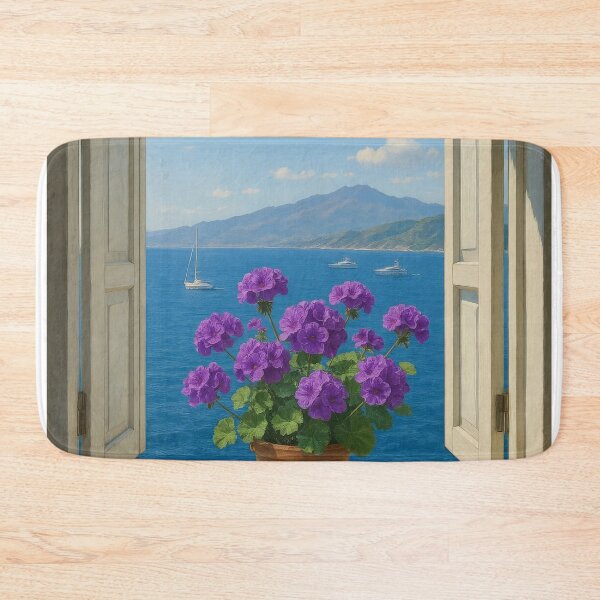 Item preview, A Sicilian Window: Geraniums Overlooking the Sea and Etna designed and sold by IraBum.