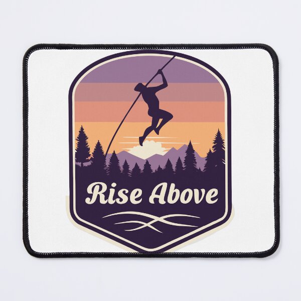 Item preview, Vintage Pole Vault – Retro Sunset Silhouette with ‘Rise Above’ Quote designed and sold by VividOrganica.