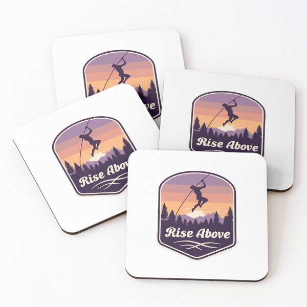 Item preview, Vintage Pole Vault  – Retro Sunset Silhouette with ‘Rise Above’ Quote designed and sold by VividOrganica.