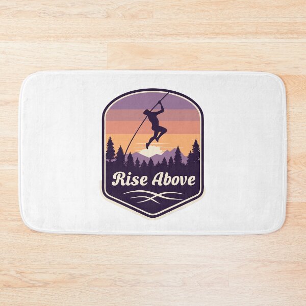 Item preview, Vintage Pole Vault  – Retro Sunset Silhouette with ‘Rise Above’ Quote designed and sold by VividOrganica.