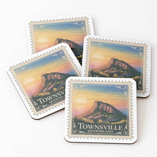 Item preview, Townsville Queensland Vintage Stamp – Castle Hill Sunset Travel Design designed and sold by Timeless Design.