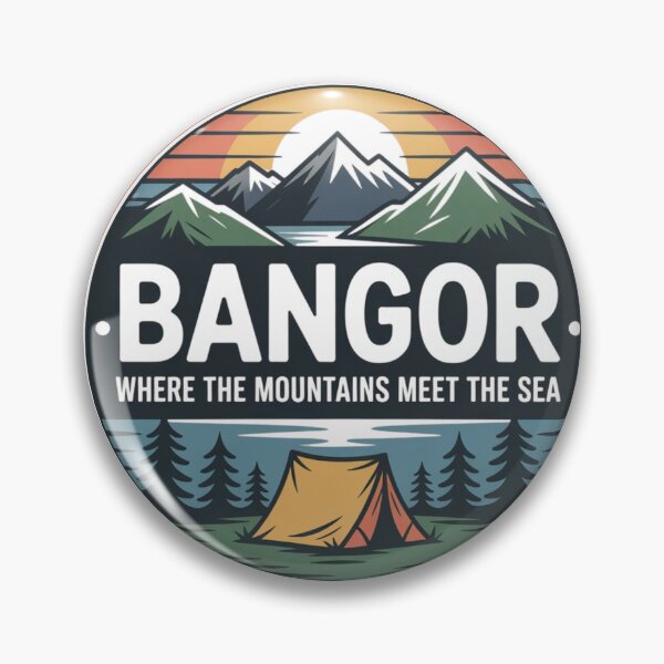 Item preview, Bangor Wales Retro Badge – Where the Mountains Meet the Sea designed and sold by Timeless Design.