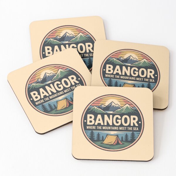 Item preview, Bangor Wales Retro Badge – Where the Mountains Meet the Sea designed and sold by Timeless Design.