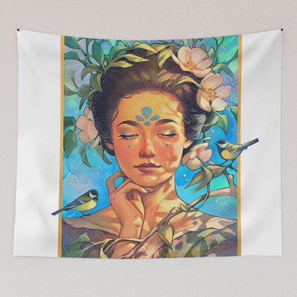 Item preview, Lady with Birds Vintage Illustration designed and sold by Erlin Rudho.
