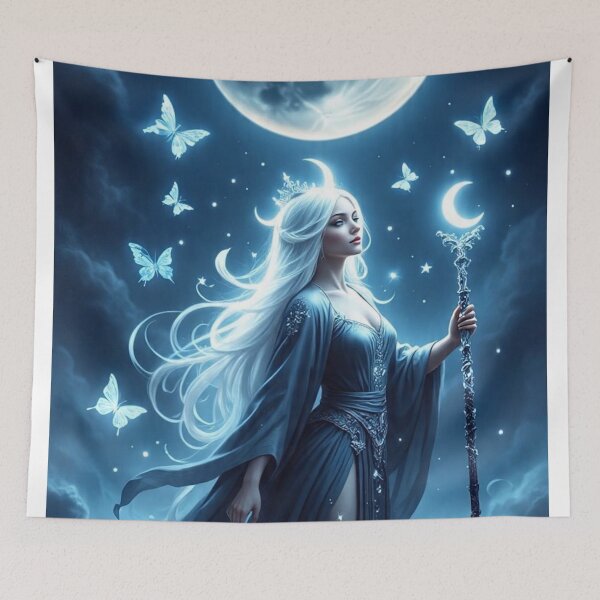 Item preview, Double Moon Goddess – Celestial Fantasy Priestess of Night and Stars designed and sold by MissSaylor.