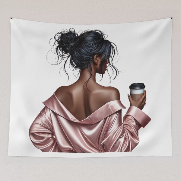 Item preview, Stylish Black Girl Illustration | Cozy Coffee Fashion designed and sold by Lulunza.