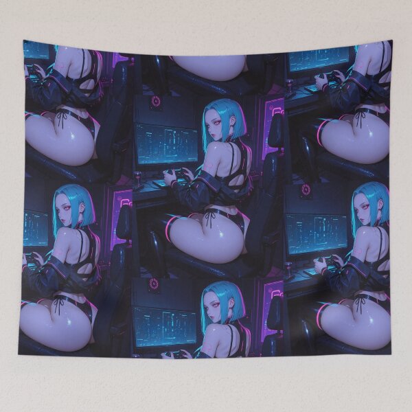 Item preview, Anime bikini waifu cyberpunk gamer designed and sold by Planet Utoppia.