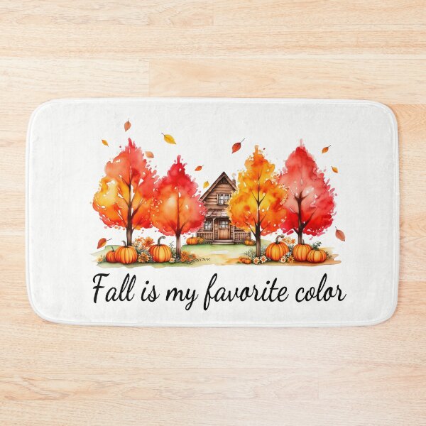 Item preview,  Autumn Cabin with Pumpkins and Fall Trees designed and sold by HalloweenGift.