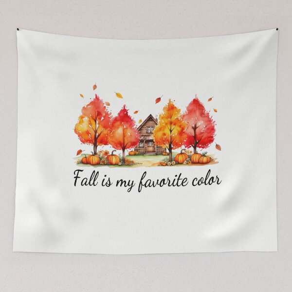 Item preview,  Autumn Cabin with Pumpkins and Fall Trees designed and sold by HalloweenGift.