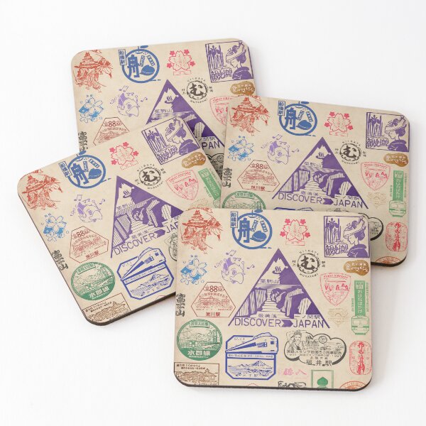 Item preview, Japanese EKI stamps collage (2), original design, poster layout designed and sold by VectoriasSecret.