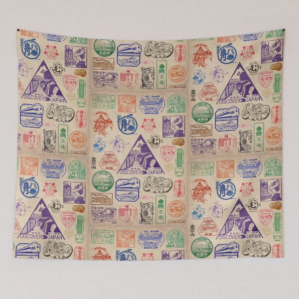 Item preview, Japanese EKI stamps collage (2), original design, poster layout designed and sold by VectoriasSecret.