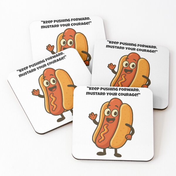 Item preview, Keep Pushing Forward - Cheerful Hot Dog Character designed and sold by Latitude 1°N.