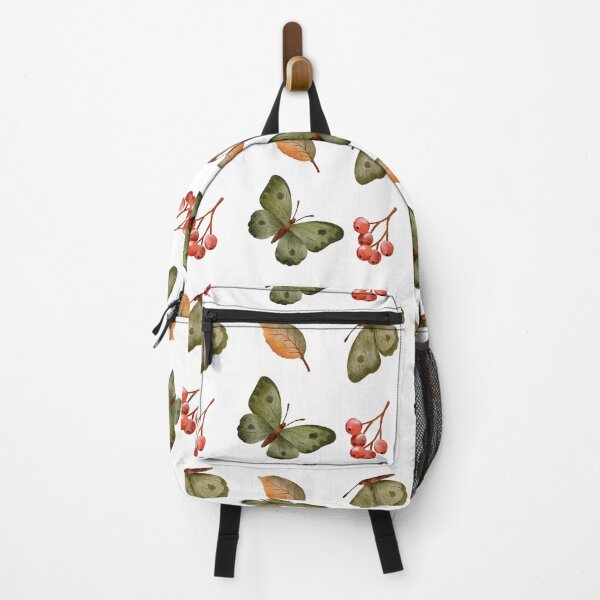 Item preview, Seamless watercolor fall pattern with squirrel woodland mushrooms berries autumn leaves and butterflies for fabric and wallpaper designed and sold by ArtPetrenko90.