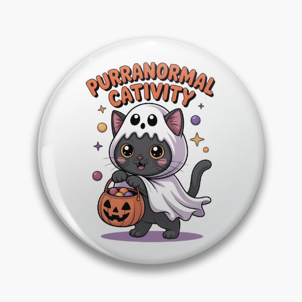 Item preview, Purranormal Cativity - Cute Black Cat Ghost Halloween designed and sold by Bad Unicorn.