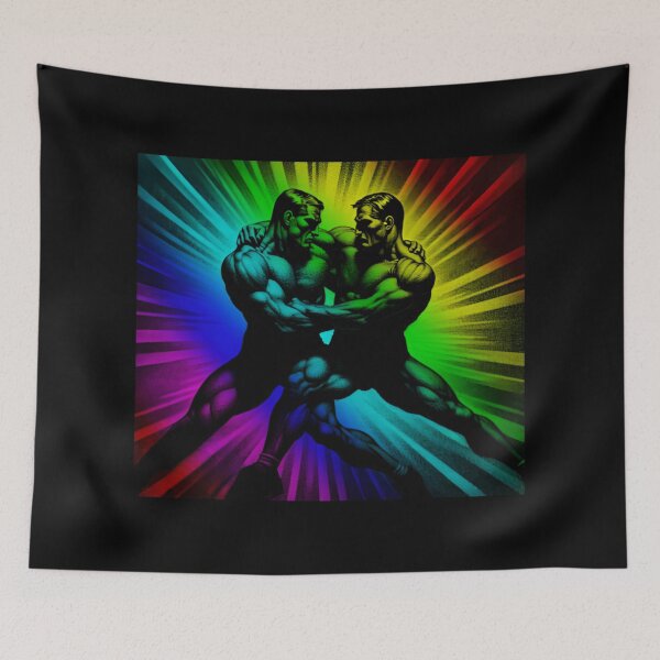 Item preview, Color Flash 1950s Berlin Gay Wrestlers Tom of Finland Tribute Gay Pride Graphic Design designed and sold by ItsAKinkThing.