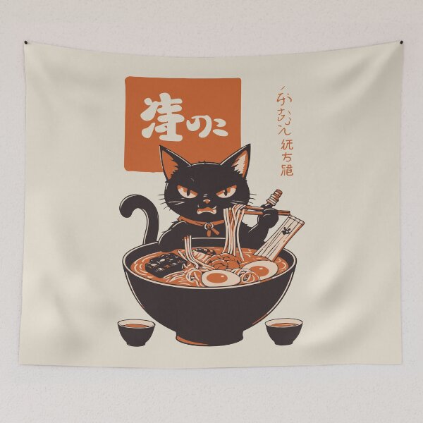 Item preview, Cat eating ramen  designed and sold by BrownHorse90s.
