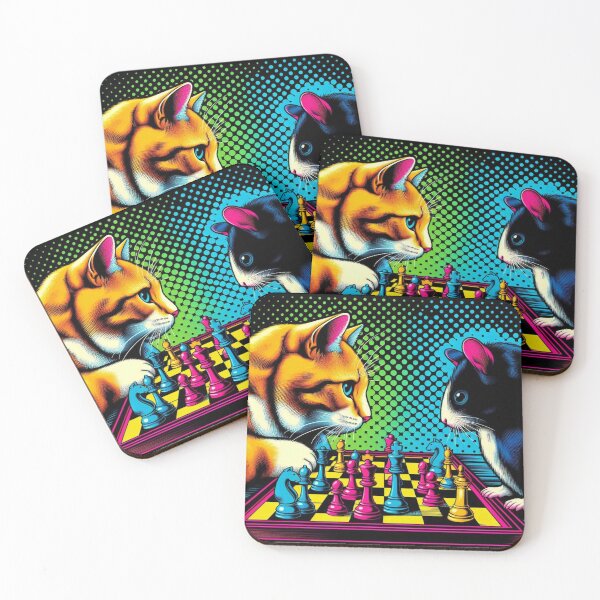 Item preview, cute cat and mouse chess playing designed and sold by Dogandesighn.